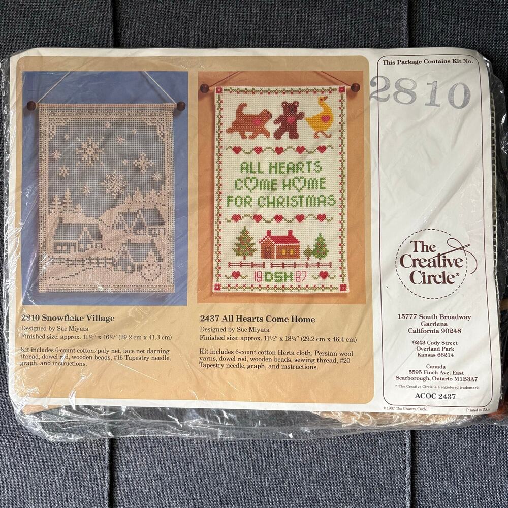 Snowflake Village Vintage Lace Net Darning Kit by The Creative Circle - 1987